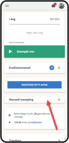 manuell stempling menypunkt
